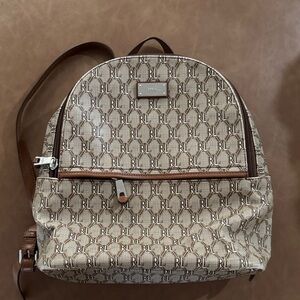Ralph Lauren Tan Monogram Backpack